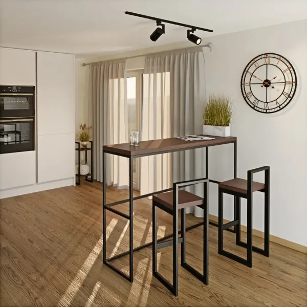 Metalowy Hoker loft z oparciem - Wenge
