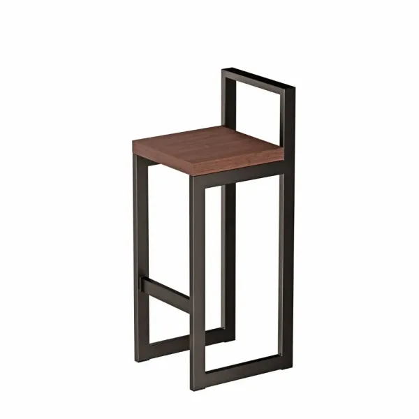 Metalowy Hoker loft z oparciem - Wenge
