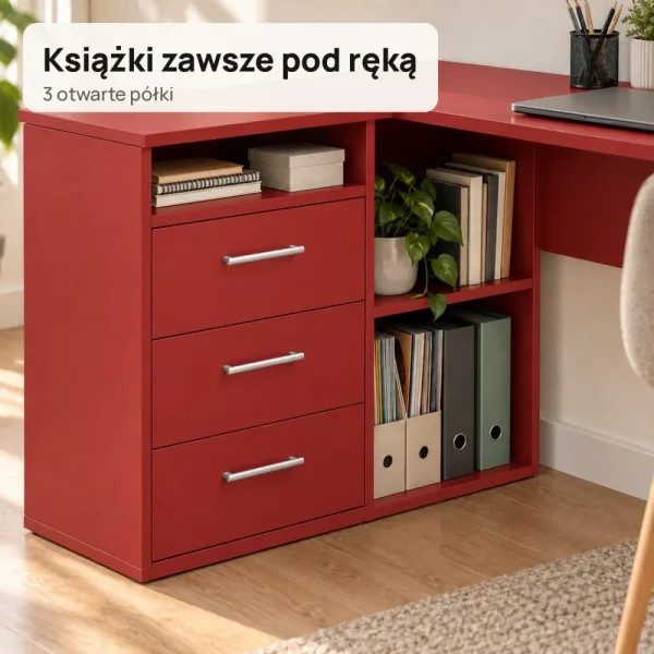 Biurko szkolne narożne Aga - Czerwone