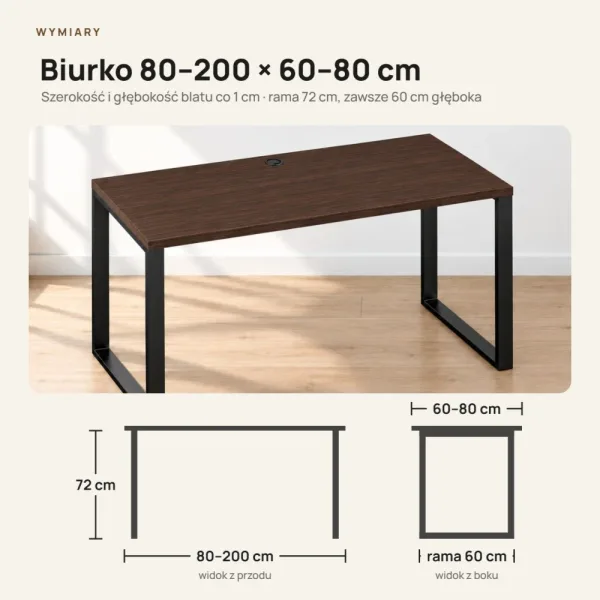 Biurko z metalowymi nogami - Wenge