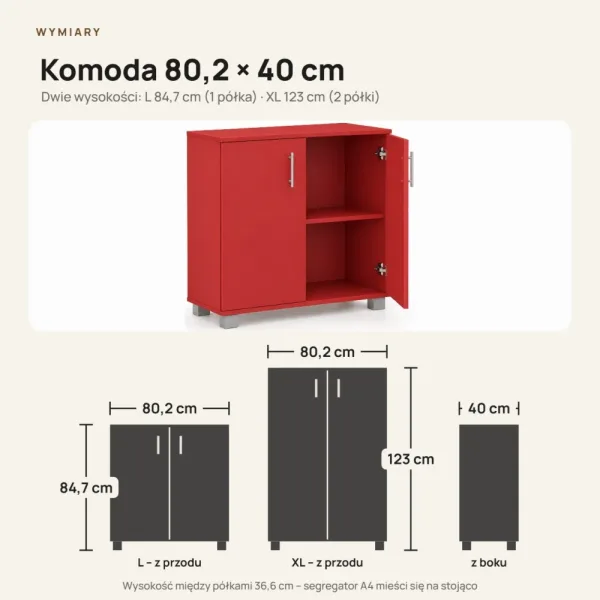 Komoda biurowa na dokumenty - Czerwona