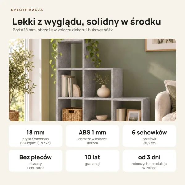 Regał skandynawski schodkowy beton - Kolekcja Scandi