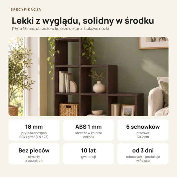 Regał skandynawski schodkowy wenge - Kolekcja Scandi