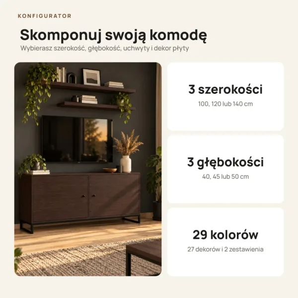 Komoda metalowa wenge - kolekcja Metalove
