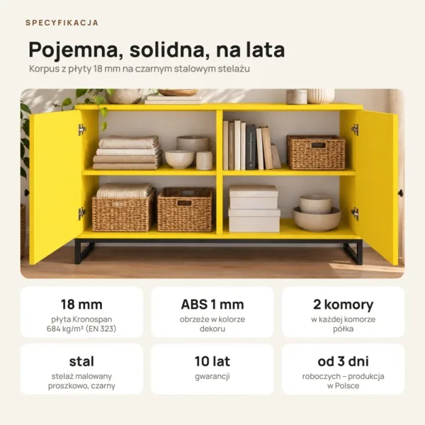 Komoda metalowa żółty - kolekcja Metalove
