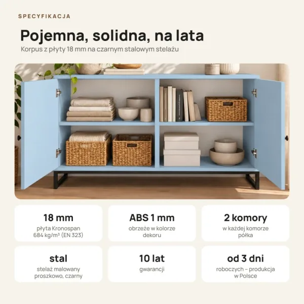 Komoda metalowa niebieski - kolekcja Metalove