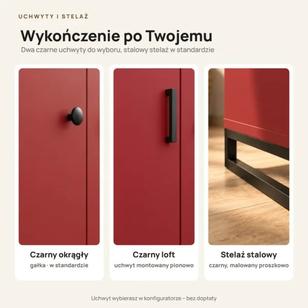 Komoda metalowa czerwony - kolekcja Metalove