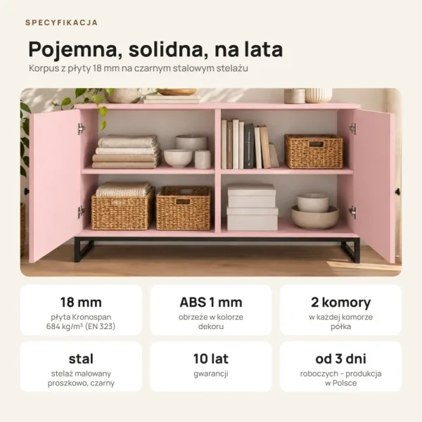 Komoda metalowa różowy - kolekcja Metalove