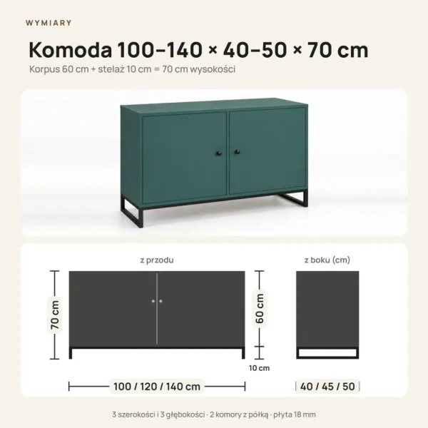 Komoda metalowa zielony - kolekcja Metalove