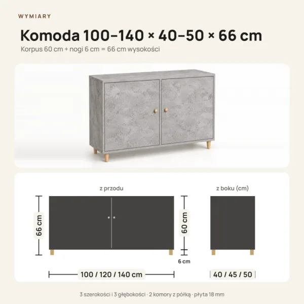 Komoda skandynawska beton - Kolekcja SCANDI