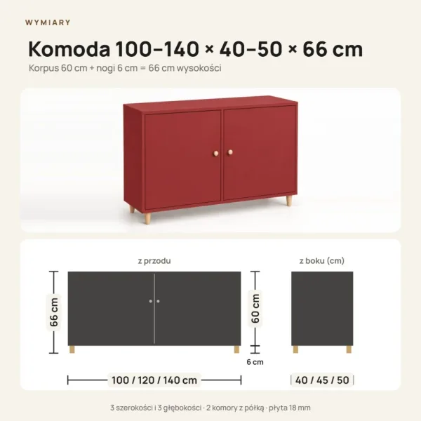 Komoda skandynawska czerwony - Kolekcja SCANDI 