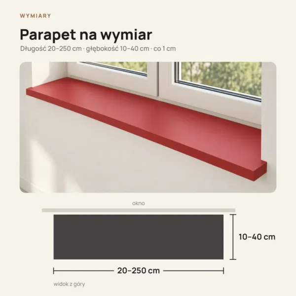 Parapet wewnętrzny na wymiar - Czerwony