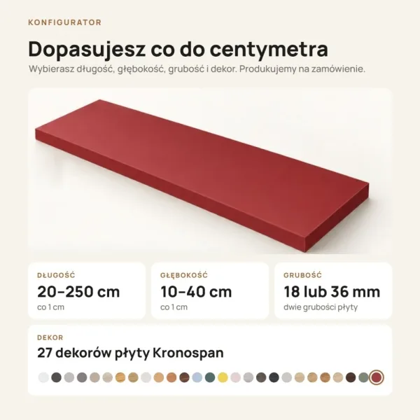Parapet wewnętrzny na wymiar - Czerwony