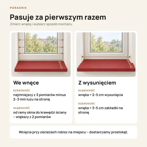 Parapet wewnętrzny na wymiar - Czerwony