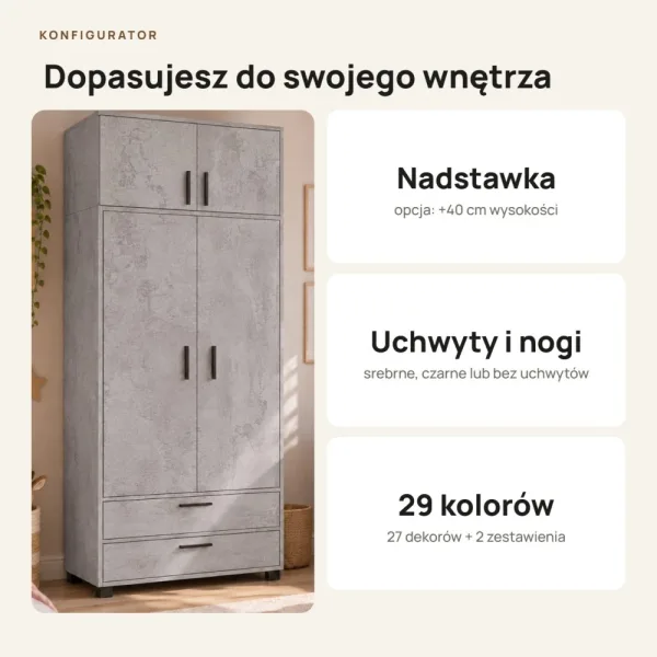 Szafa z szufladami Kamil - Beton
