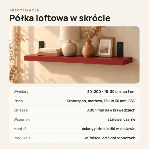 Półka loftowa - Czerwony