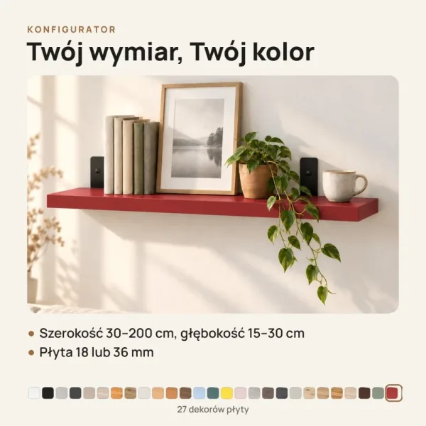 Półka loftowa - Czerwony
