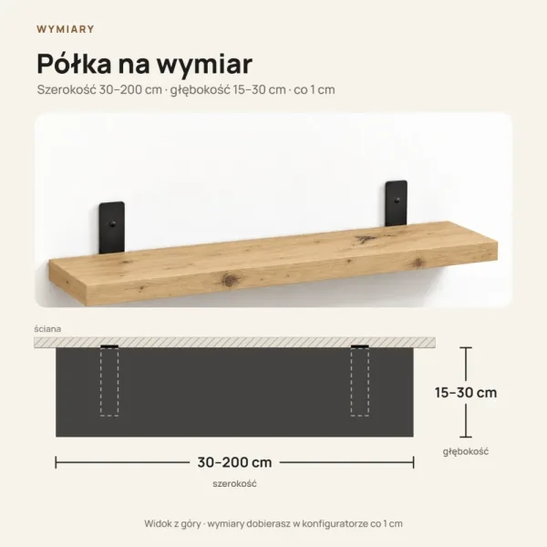 Półka loftowa - Dąb Artisan