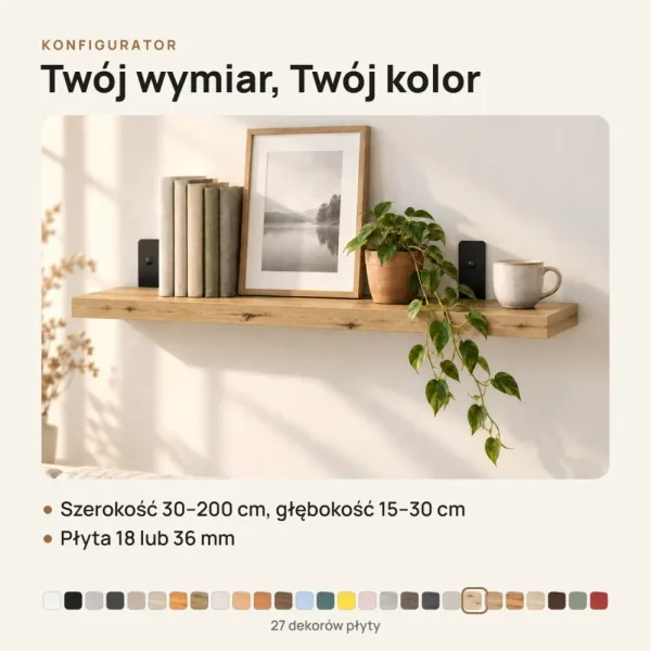 Półka loftowa - Dąb Artisan
