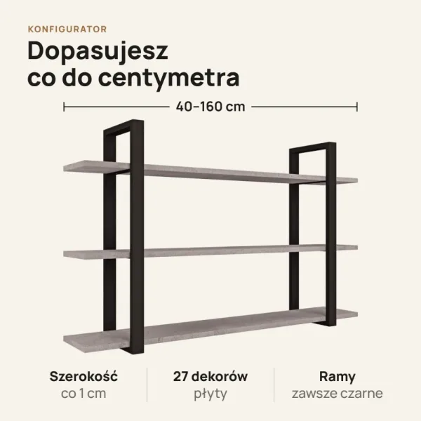 Półka metalowa beton loftowa