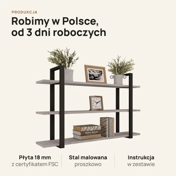 Półka metalowa beton loftowa