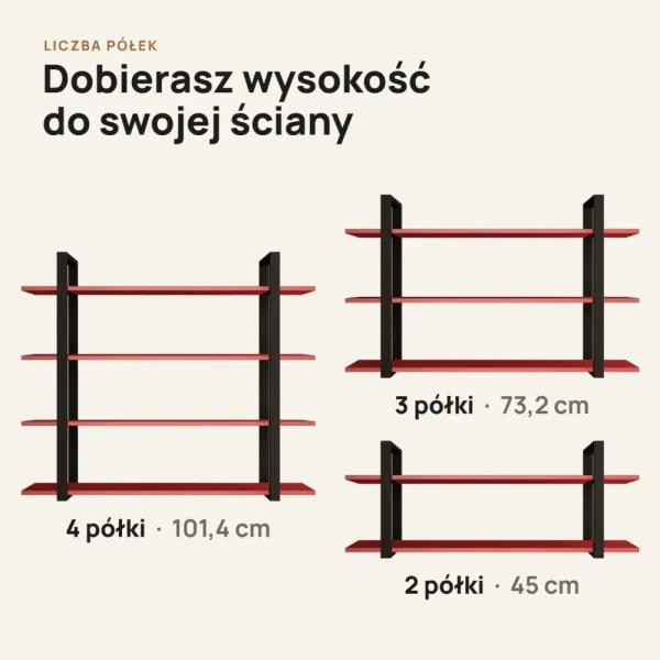 Półka metalowa czerwona loftowa