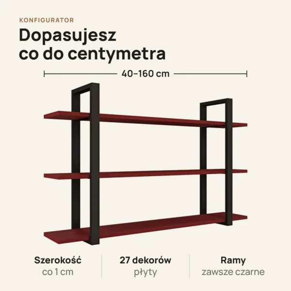Półka metalowa czerwona loftowa