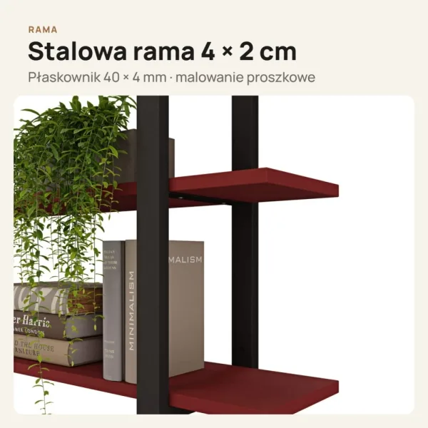 Półka metalowa czerwona loftowa