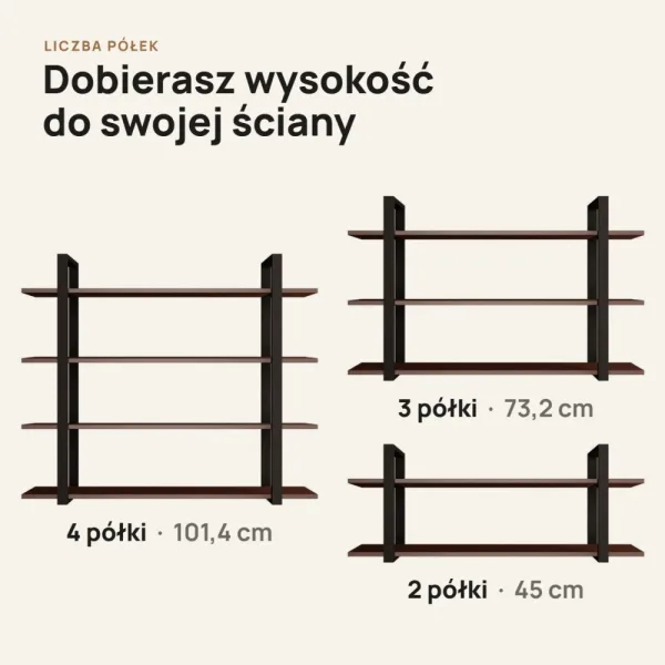 Półka metalowa wenge loftowa