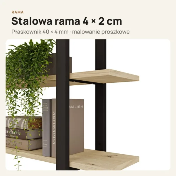 Półka metalowa Dąb Artisan loftowa