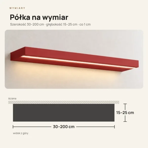 Półka wisząca LED - Czerwony