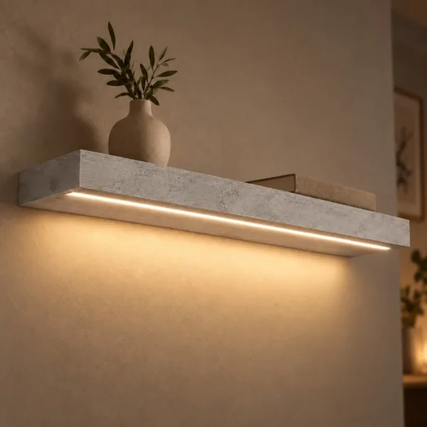 Półka wisząca LED - Beton Jasny
