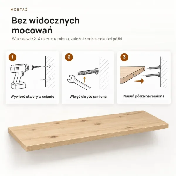 Półka wisząca - Dąb Artisan