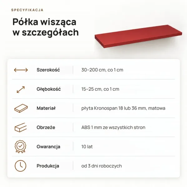 Półka wisząca - Czerwona
