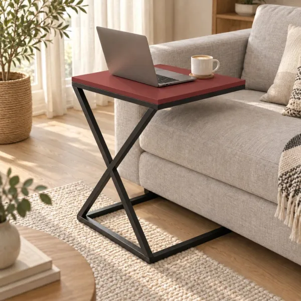 Stolik metalowy X - Czerwony