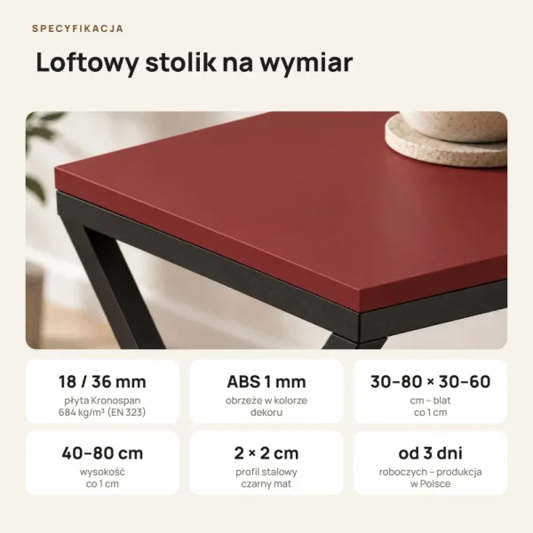 Stolik metalowy X - Czerwony