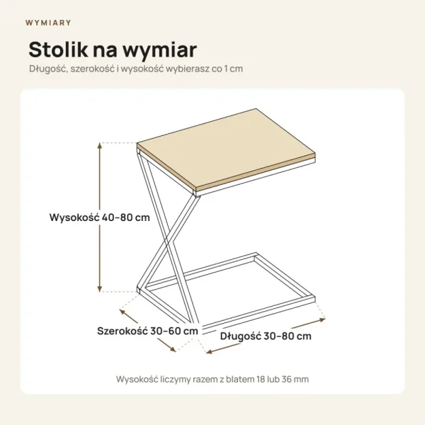 Stolik metalowy X - Dąb Artisan