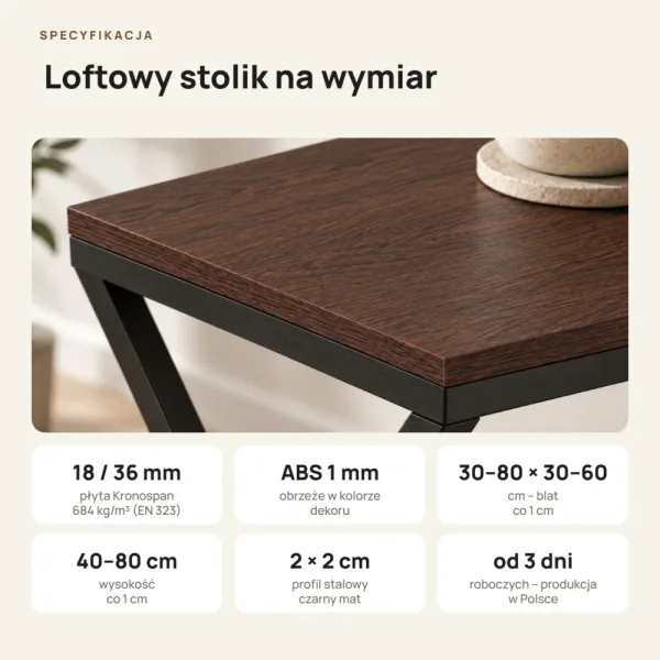 Stolik metalowy X - Wenge