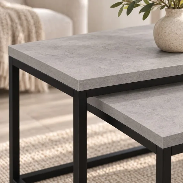 Stolik metalowy podwójny Beton Jasny - kolekcja Metalove