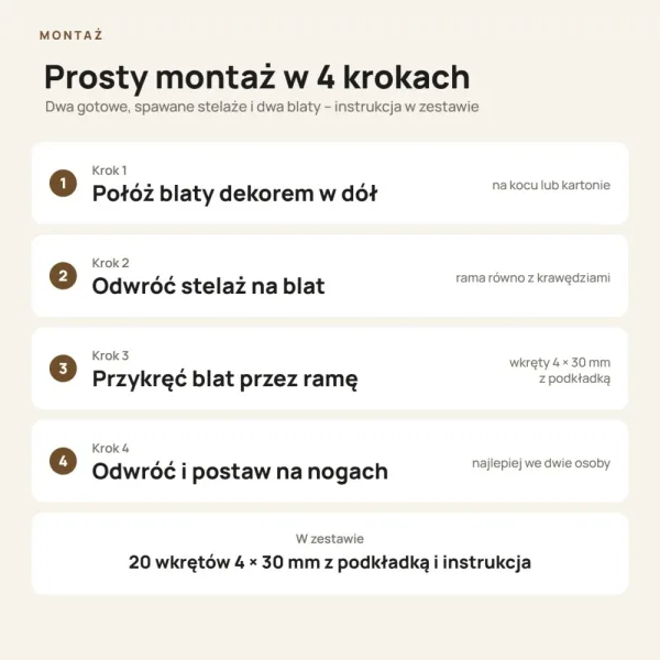 Stolik metalowy podwójny Beton Jasny - kolekcja Metalove