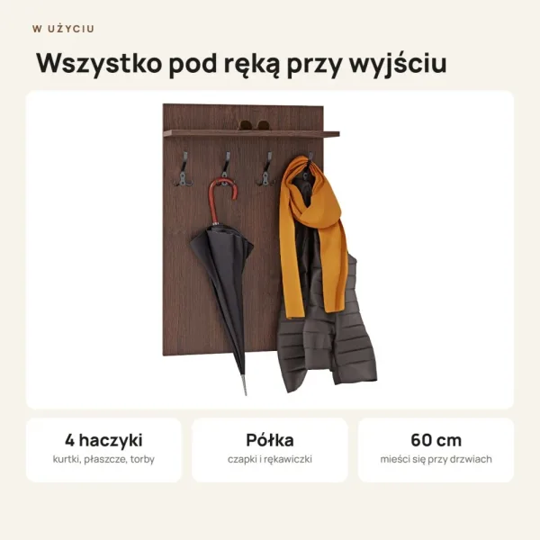 Wieszak ścienny pionowy - Wenge - Na ubrania