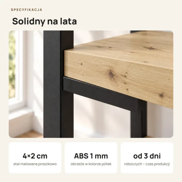 Regał Metalowy Loftowy Industrialny Dąb Artisan