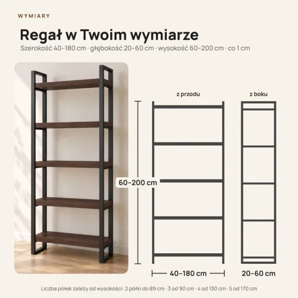 Regał Metalowy Loftowy Industrialny Wenge