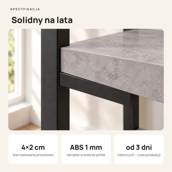 Regał Metalowy Loftowy Industrialny Beton