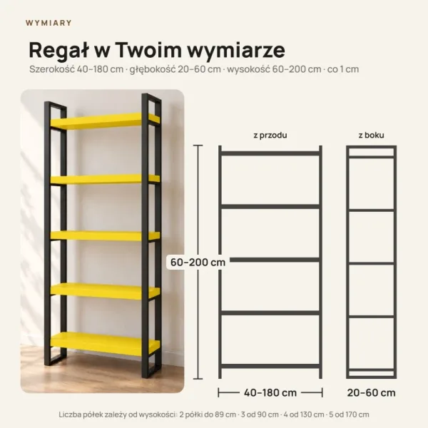 Regał Metalowy Loftowy Industrialny Żółty