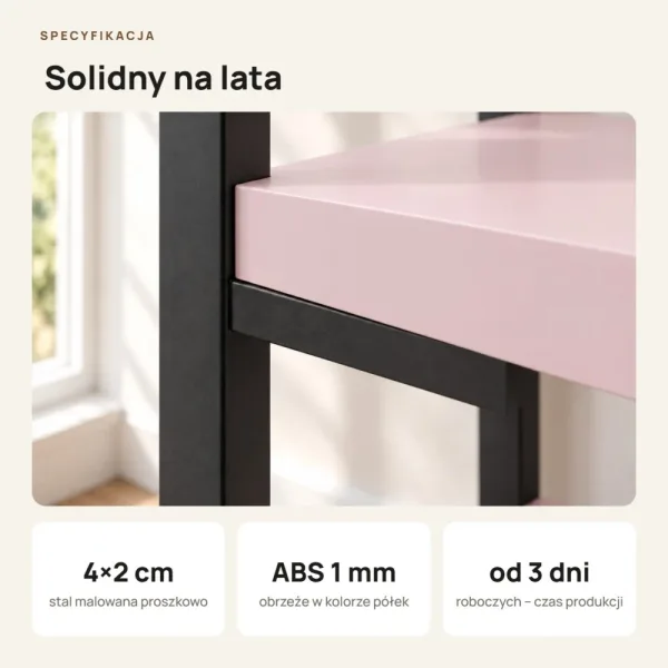 Regał Metalowy Loftowy Industrialny Różowy