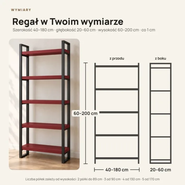 Regał Metalowy Loftowy Industrialny Czerwony