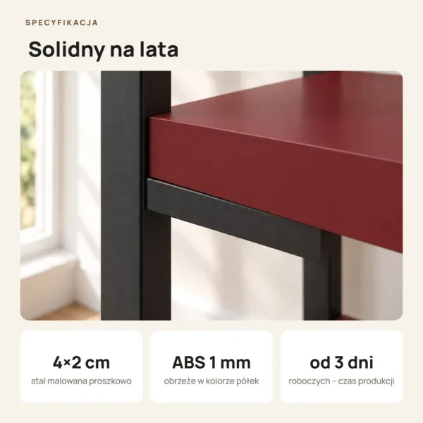 Regał Metalowy Loftowy Industrialny Czerwony