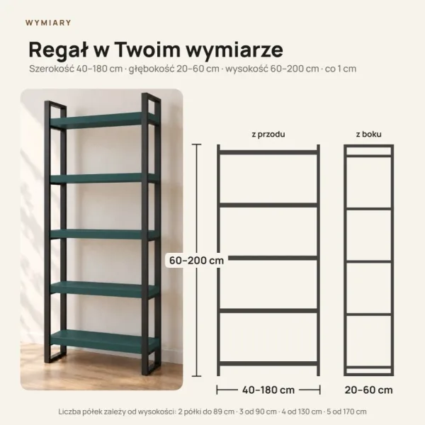 Regał Metalowy Loftowy Industrialny Zielony