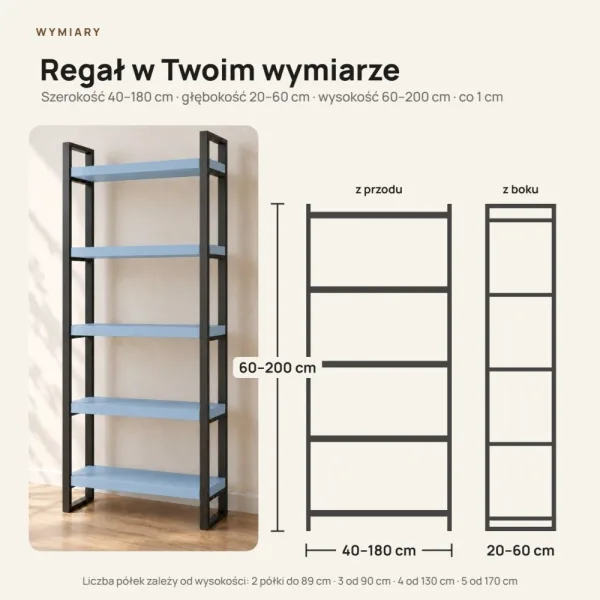 Regał Metalowy Loftowy Industrialny Niebieski